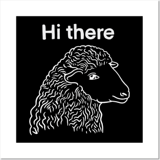 Cute Sheep saying Hi There - Drawing for Vegan and Vegetarian Cuties Posters and Art